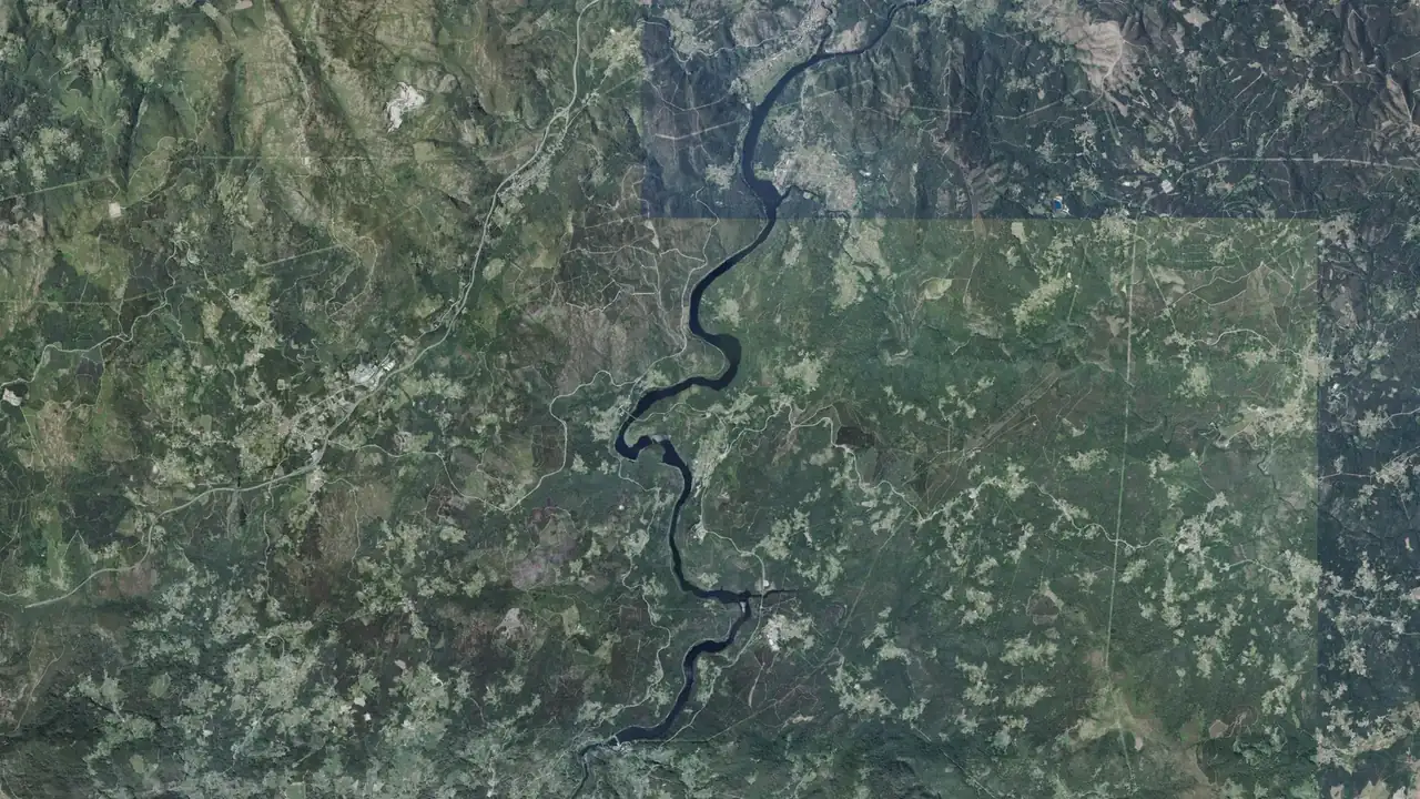 Vista aérea del embalse de A Frieira, en el Miño (Ourense)