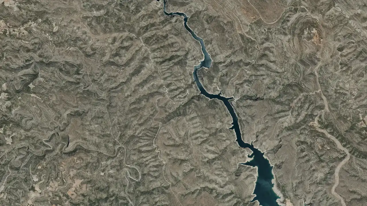 Vista aérea del embalse de Tous, en la provincia de Valencia