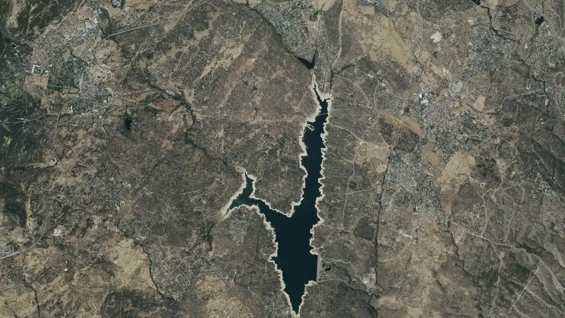 Vista aérea del embalse de Valmayor, en la Comunidad de Madrid